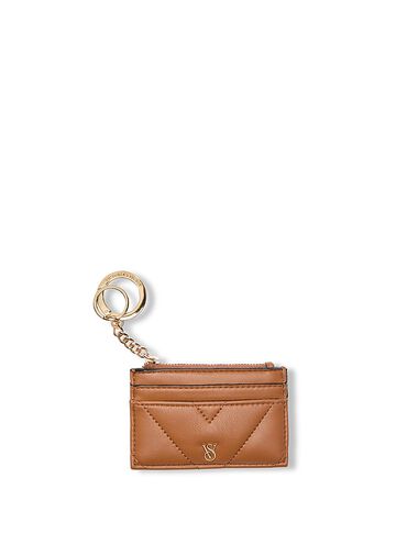 Card Holder Keychain, Brown, large