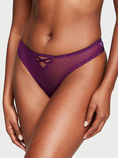 Tanga Sin Entrepierna Con Con Detalles De Lazo Y Tiras En La Parte Trasera, Grape Soda, large