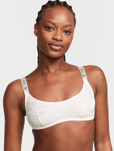 Bralette Con Escote Redondo Y Tirantes Brillantes, Coconut White, large