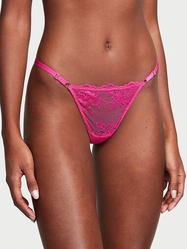 Tanga De V Ajustable Con Encaje, Forever Pink, large