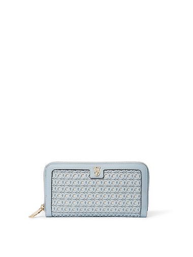 Cartera Grande Con Cremallera, Blue Woven, large