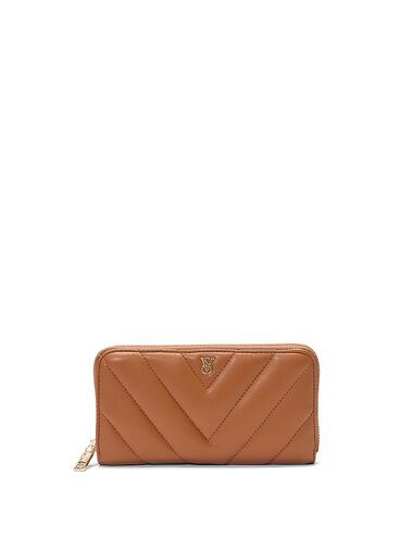 Large Wallet With Zip, Brown, large