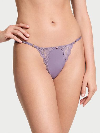 Tanga De V Ajustable Con Ribete De Encaje, Frozen Plum, large