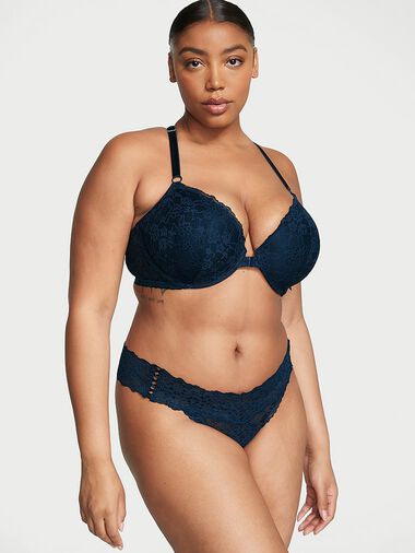 Tanga De Encaje Con Lazos, Noir Navy, large
