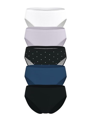 5-pack Seamless High-leg Brief Panties, Assorted, large