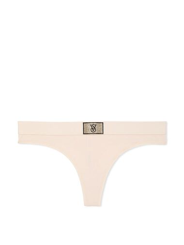 Tanga De Algodón Con Parche Brillante Con Logo, Marzipan, large