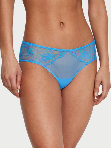 Braguitas Culottes De Encaje De Rosas Con Ojales Y Parte Trasera Descubierta, Capri Blue, large