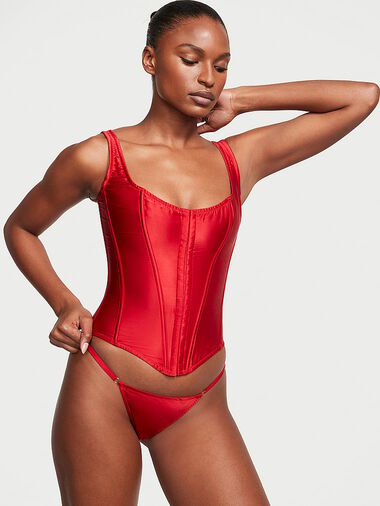 Vs Archives Silk Corset Set, Lipstick, large