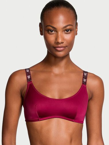 Bralette Con Escote Redondo Y Tirantes Brillantes, Campari Red, large