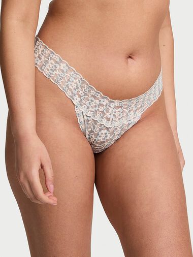 Lace Thong Panty, Grey Fog Stripes, large