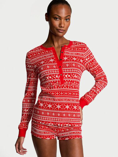 Pijama Corto Térmico, LIPSTICK FAIR ISLE, large