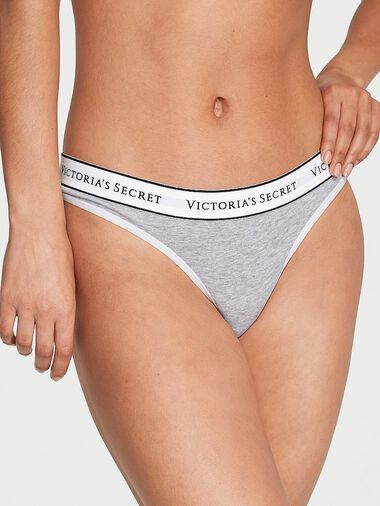 Tanga De Algodón Con Logotipo, Medium Heather Gray, large