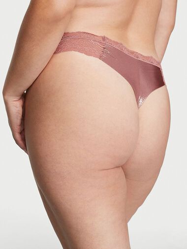 Tanga Brillante Suave Con Ribetes De Encaje, Vintage Rose Shimmer, large