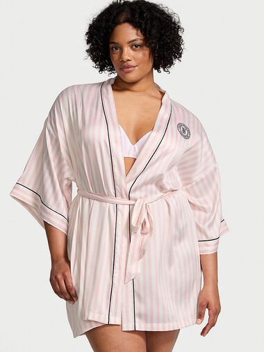 Bata Corta Satinada Con Ribete, Pink Iconic Stripe, large
