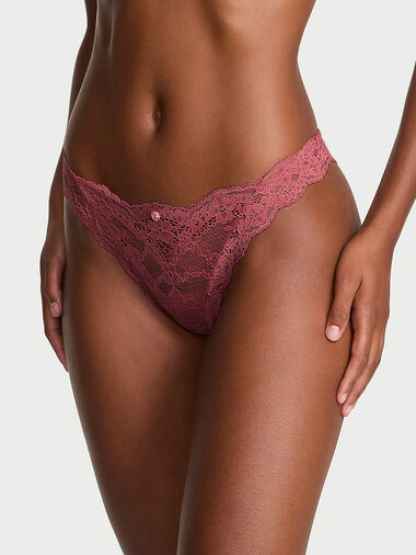 Lace Thong Panty, Seductive Rose, large