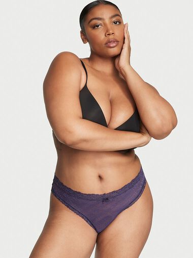Tanga De Encaje Con Logo, Valiant Purple, large