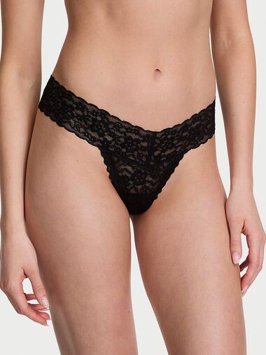 Lace Thong Panty, Black, large