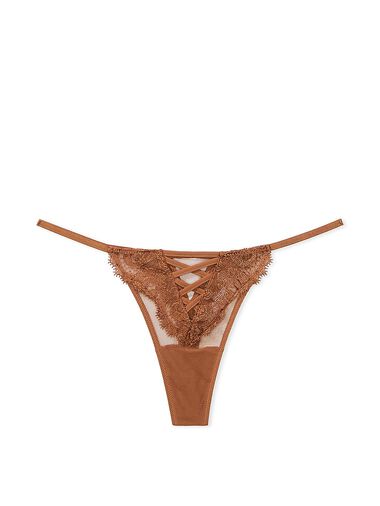 Tanga Con Bordado Floral Boho, Caramel, large