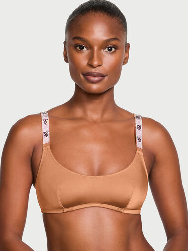 Bralette Con Escote Redondo Y Tirantes Brillantes, Honey Glow, large