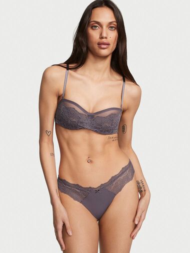 Lace Trim Thong Panty, Tornado, large