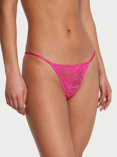 Tanga De V De Encaje Con Tiras Brillantes, Forever Pink, large