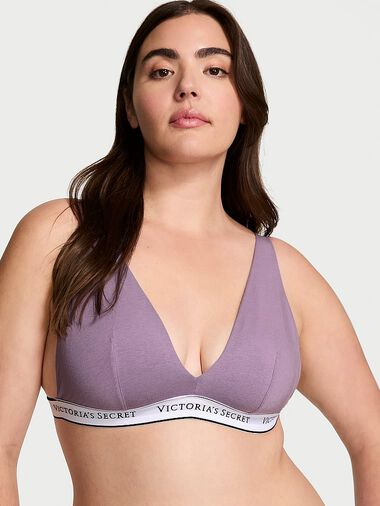 Bralette Escotado De Algodón Sin Aros, Frozen Plum, large