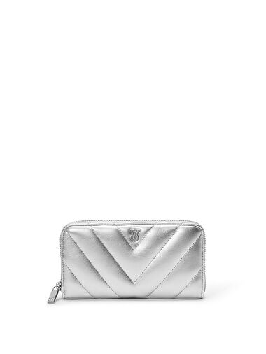Cartera Grande Con Cremallera, Silver, large