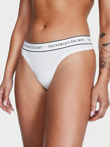 Tanga De Algodón Con Logotipo, VS White, large