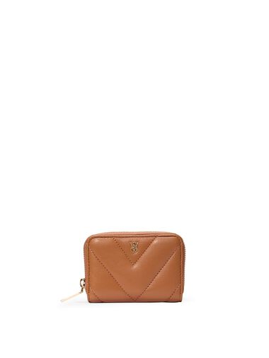 Small Wallet With Zip, Brown, large