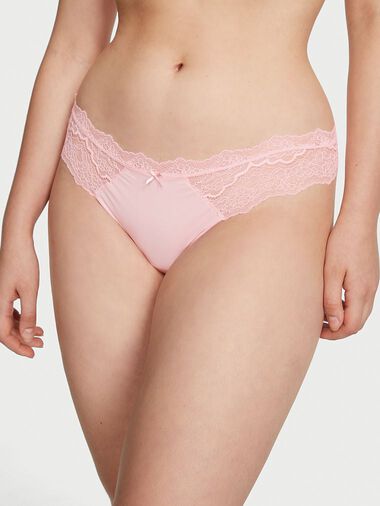 Lace Trim Thong Panty, Pretty Blossom, large