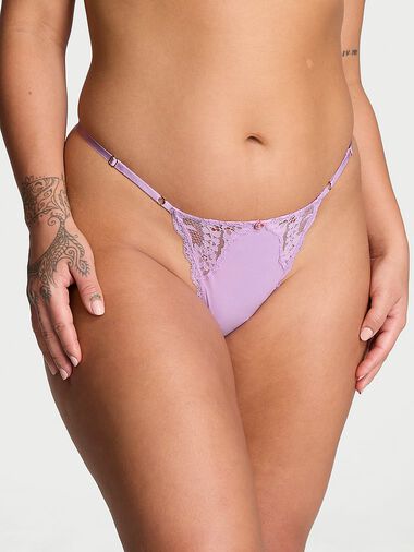 Tanga De V Ajustable Con Ribete De Encaje, Silky Lilac, large
