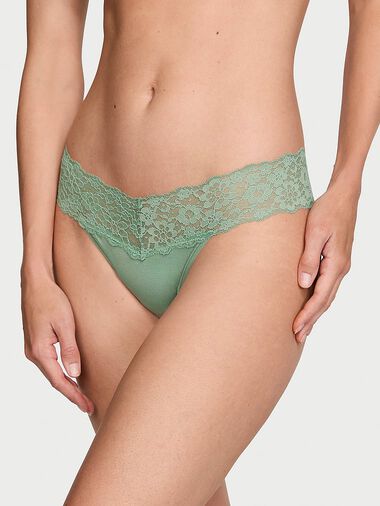 Tanga De Algodón Con Cintura De Encaje, Seasalt Green, large