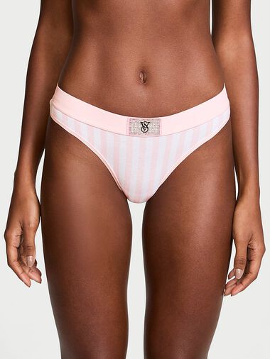 Tanga De Algodón Con Parche Brillante Con Logo, Pretty Blossom Stripes, large