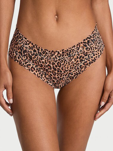 Lace Cheeky Panty, Natural Leopard, large