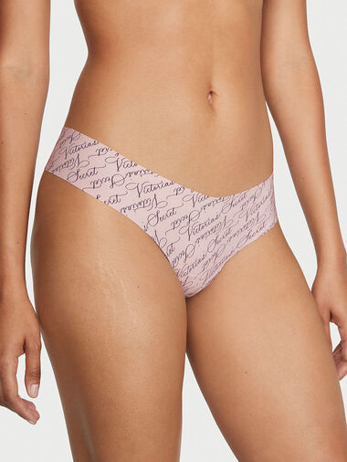 No-show Thong Panty, Purest Pink Victoria Script, large