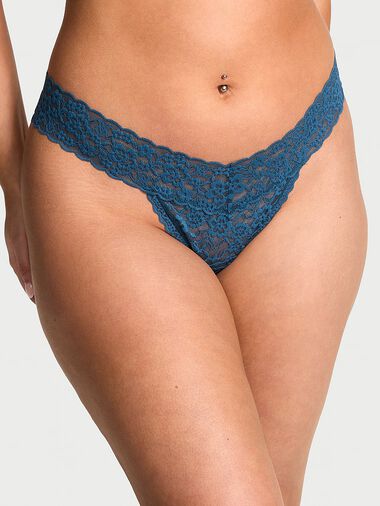 Lace Thong Panty, Midnight Sea, large