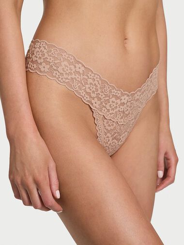 Lace Thong Panty, Praline, large