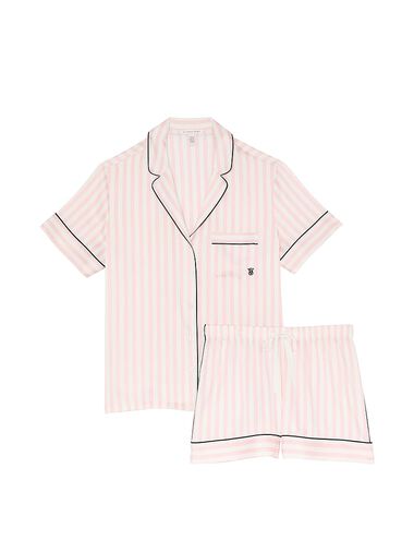Pijama Corto De Satén, Iconic Stripe, large