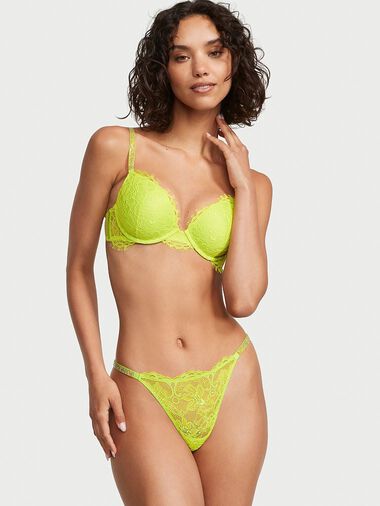 Shine Strap Back Thong Panty, Limelight, large