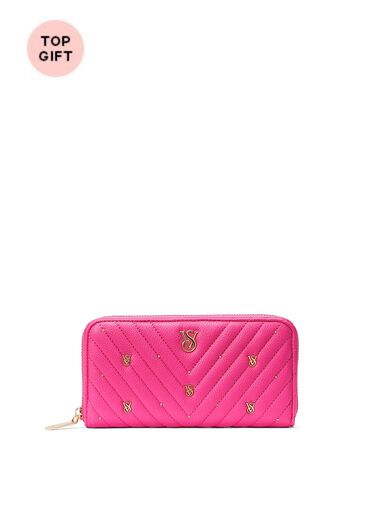 Cartera Grande Con Cremallera, Pink Stud, large