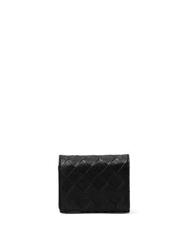 Small Flap Wallet, Black Woven, large