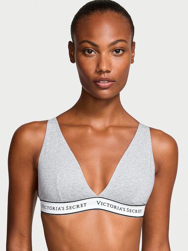 Bralette Escotado De Algodón Sin Aros, Heather Grey, large