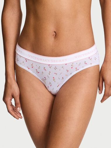 Logo Cotton Hiphugger Panty, White Ditsy Floral, large