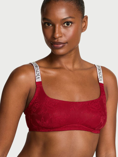 Shine Strap Lace Scoop Bralette, Red Lacquer, large
