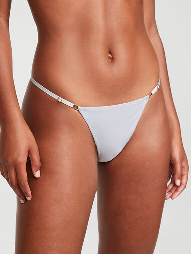 Adjustable String Thong Panty, Flint Grey, large