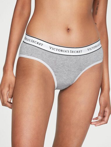 Logo Cotton Hiphugger Panty, Heather Gray, large