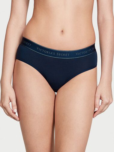 Braguitas Altas De Algodón Con Logo, Noir Navy, large