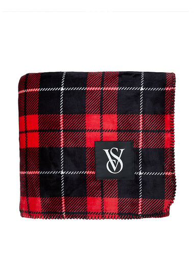 Manta De Felpa, Black Large Plaid, large