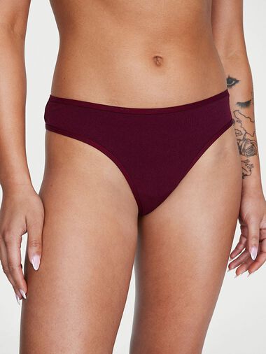 Mini Logo Cotton Thong Panty, Kir, large