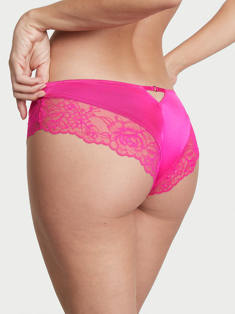 Rose Lace-trim High-leg Cheeky Panty, Forever Pink, large